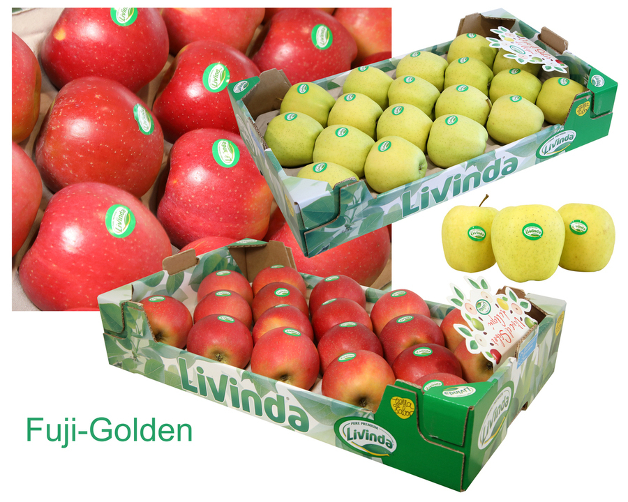 2 Cajas de 18 uds. Variedades FUJI y GOLDEN DELICIUS . Peso aprox. 9 kg