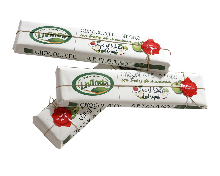 Lingote Chocolate Negro 52% cacao Min. con Manzana